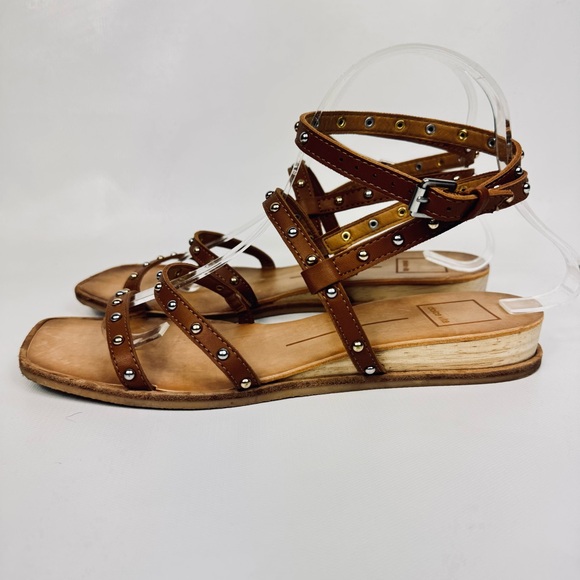 Dolce Vita Rozie Studded Ankle Strap Slip On Sandal Cognac Size 8 - Picture 5 of 15